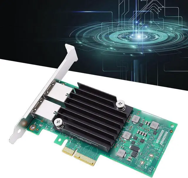 Alt view image 3 of 7 - 10Gb PCIe Network Card, Dual RJ45 Ports Ethernet LAN Adapter, PCI Express 3.0 X4 Server Network Card for Data Centers