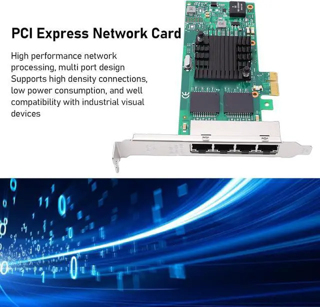 Alt view image 2 of 7 - PCI Express Network Card, 1Gb E 4 Port RJ45 with Low Profile Bracket, PCIE 2.1 X1 Network Adapter for Server Desktop PC Industrial Application