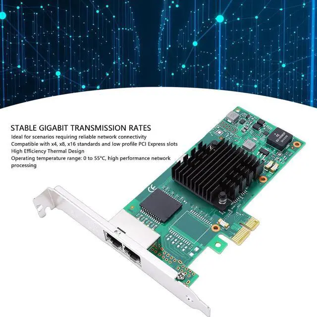 Alt view image 2 of 7 - 2 Port Gigabit Ethernet PCIe Network Card, PCI Express 2.1 x1 Adapter with Chipset, Dual RJ45 Ports for Servers Desktops and Industrial Applications