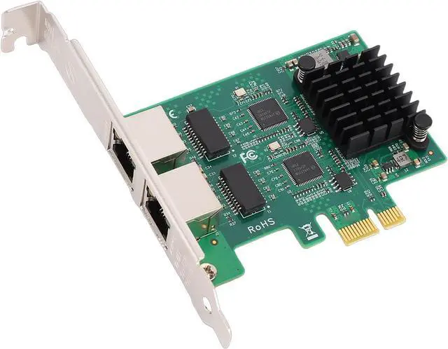 Main image of Jectse Dual Port Network Card 2 x RJ45 Gigabit Ethernet Adapter with Controller Gold Plated for Desktop PC 10 100 1000Mbps Wired Connection