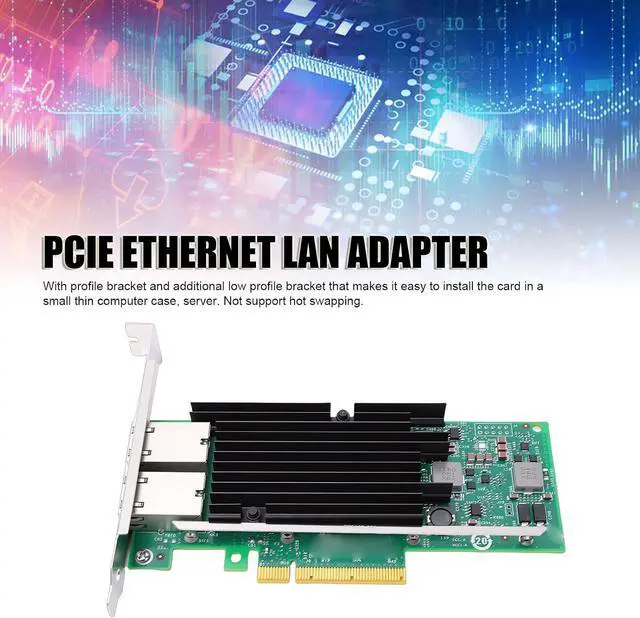 Alt view image 2 of 7 - Dual RJ45 Port PCIe Network Card, X540T2 Controller for Server, with Intelligent Offloading and Heat Dissipation Design, Compatible with i iSCSI FCoE NFS
