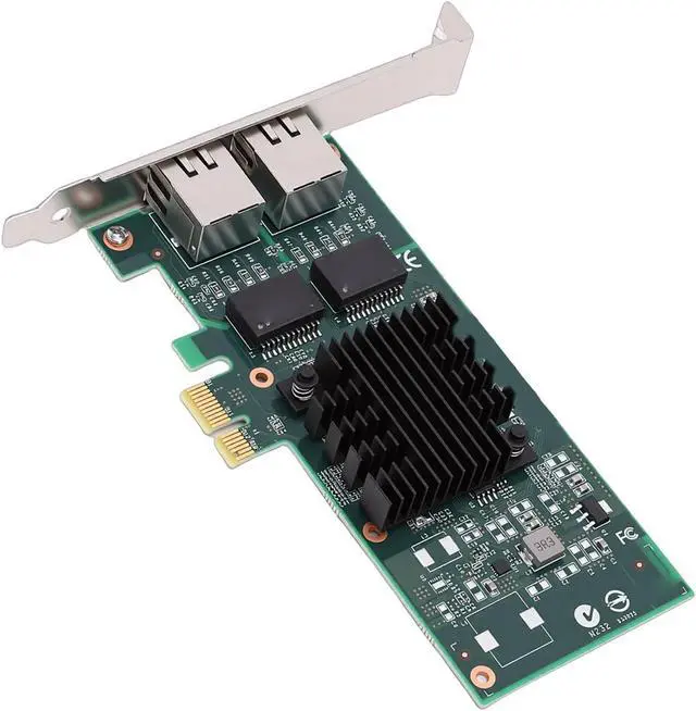 Alt view image 4 of 7 - 1GB Network Card, PCI Express 2.0 X1 Dual Port RJ45 Gigabit Ethernet Adapter with Gold Plated Connectors, for Controller Support 82576