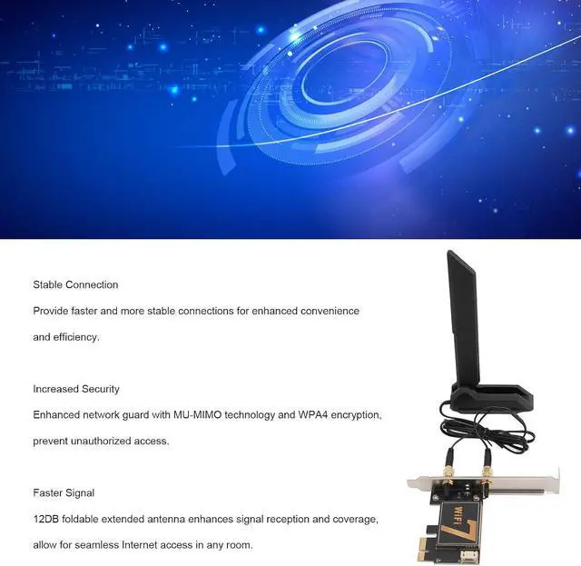 Alt view image 3 of 7 - PCIE Network Card for Desktop, Up to 8774Mbps, Three Band Cordless Network Card with 12DB Antenna, Cordless Adapter with MU - MIMO, Supports 11, 10