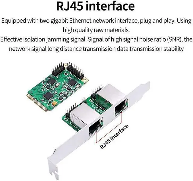 Alt view image 5 of 5 - MINI PCI-E to Gigabit Ethernet Network Card Dual Port 10/100/1000Mbps Wired RJ45 Network Adapter NIC Card