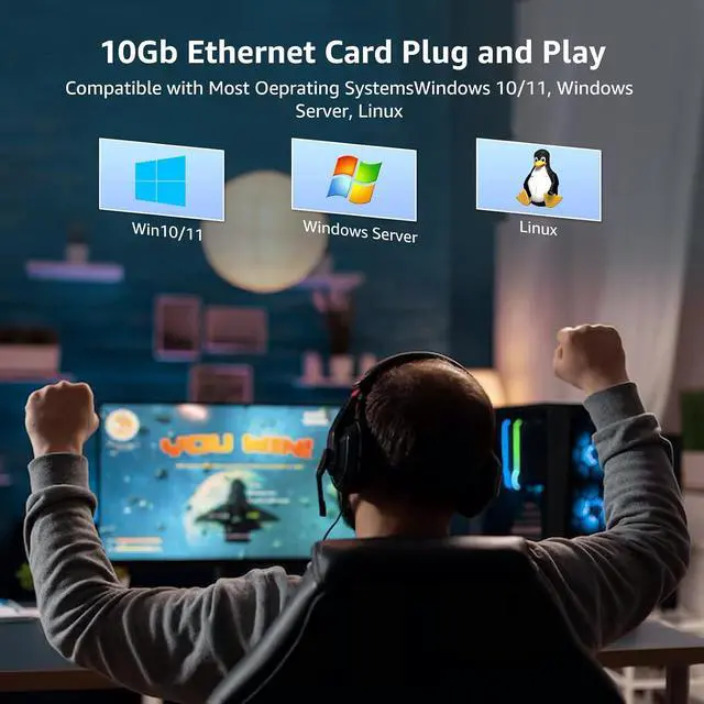 Alt view image 6 of 7 - VIMIN 10G PCIe 4.0 x1 Network Card with Realtek RTL8127AT | support for 10G/5G/2.5G/1G/100M speedsx1, x4, x8, and x16 PCIe slots for maximum installation flexibility