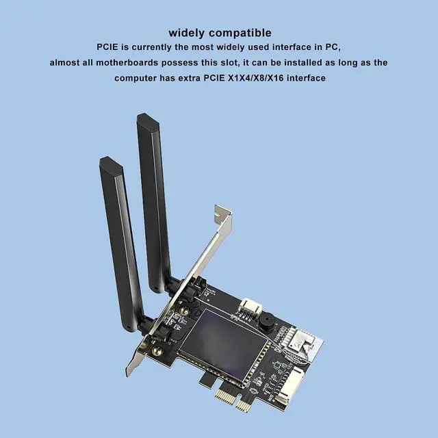 Alt view image 2 of 7 - PCIe Network Adapter, Dual Band 2.4G 150Mbps 5G 433Mbps Network Adapter, Support APP Control, AC600Mbps, BT4.0, PCIe Card for Computer