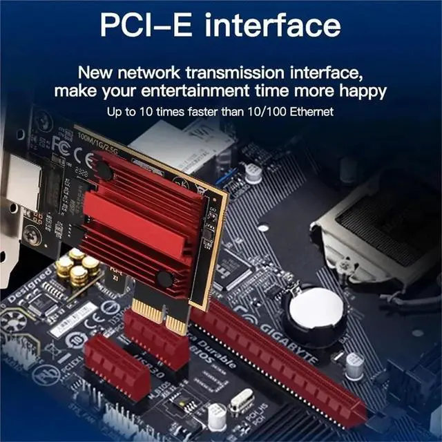 Alt view image 7 of 7 - 2500Mbps PCI-E to RJ45 Network Card RTL8125B Chip 100/1000Mbps Gigabit Ethernet Wired LAN Controller Adapter for Win7/8/10/11(Black RTL8111)