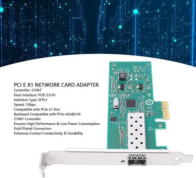 Alt view image 2 of 7 - PCIe X1 Network Card, Single SFP Port 1Gb Ethernet Adapter with 210AT Controller for VMware