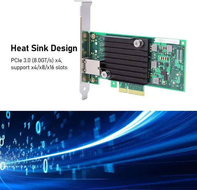 Alt view image 2 of 7 - 10Gb PCIe Network Card, T1 Controller with RJ45 Port, Support for VMware, PCIe 3.0 X4 Ethernet Adapter