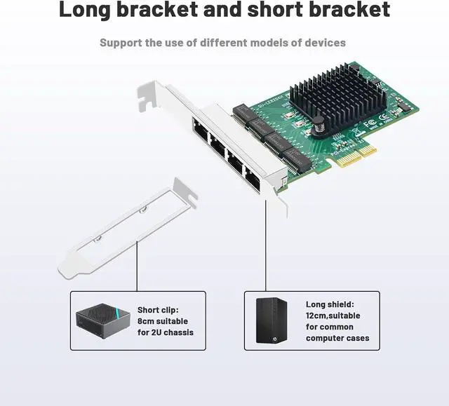 Alt view image 4 of 7 - 1 Gb PCI-E Network Card with Realtek RTL8111H Chipset,Adaptive 10/100/1000Mbps Speed Pci Express 4 RJ45 Ports,Ethernet Card Pcie Nic Card Supports Windows/Linux