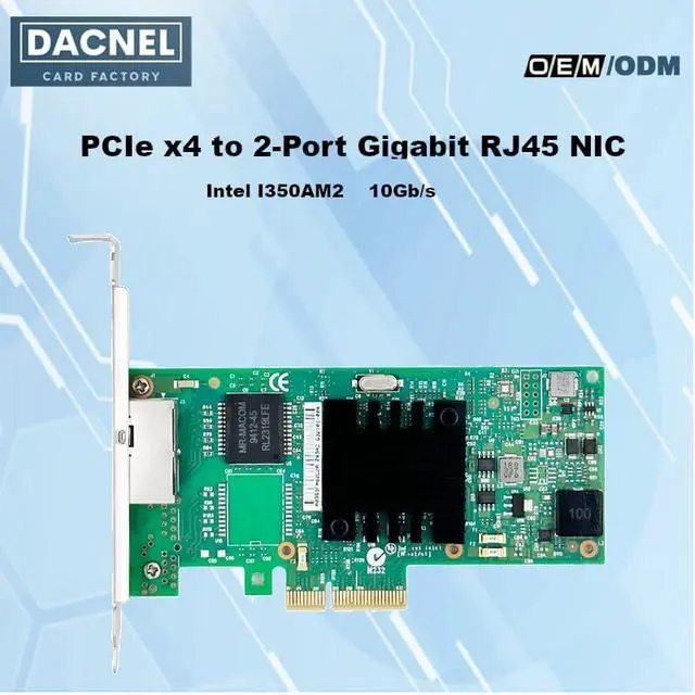 Alt view image 2 of 6 - PCIe Network Card, I350AM2 Dual Port Gigabit Ethernet Adapter, RJ45 NIC