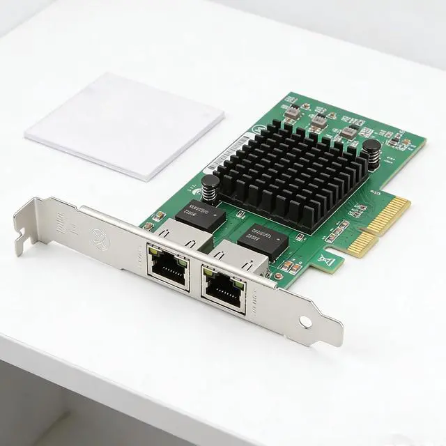 Alt view image 3 of 7 - DesktopIe Gigabit Ethernet Networking Card Double RJ45 Server Internal 10/100 / 1000Mbps for Desktop Desktop Low Power Consumption Low Latency Gaming Card