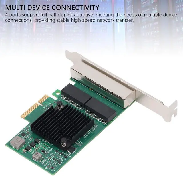 Alt view image 6 of 7 - 4 Port PCIe X4 Gigabit Network Card, BCM5719 Chip 1000Mbps PCIe Network Card with 8 LED Indicators, Gigabit Ethernet RJ45 LAN Port, PCIE X4 Interface, for Desktop PC Workstation