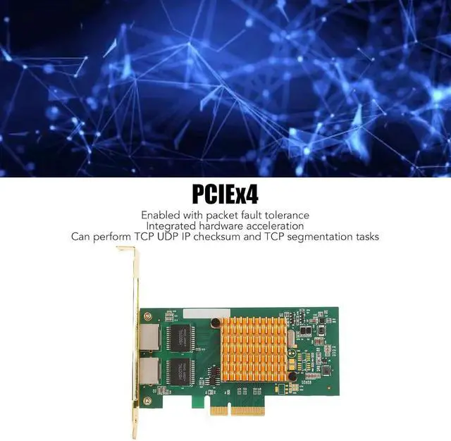 Alt view image 4 of 7 - PCI Express Network Card, 2 RJ45 Ports Gigabit Transfer, PCIE X4 Slot Design, 2 Port Gigabit Nic, Performs TCP UDP IP, PCI Express Network Adapter for I350 Chips