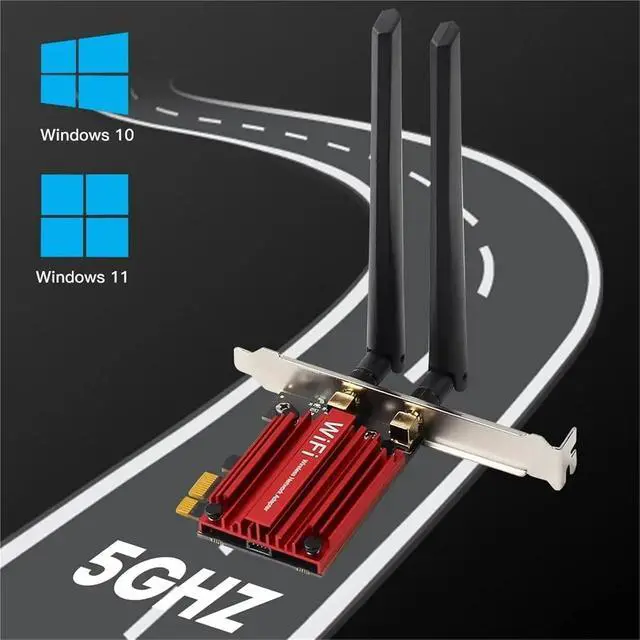 Alt view image 4 of 7 - 5400Mbps WiFi 6 PCIE WiFi Adapter Wireless Network Card 5.2 Tri-Band 2.4G/5G/6Ghz 802.11AX/AC for Windows 7/8/10/11