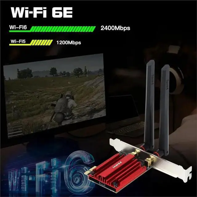 Alt view image 5 of 7 - 5400Mbps WiFi 6 PCIE WiFi Adapter Wireless Network Card 5.2 Tri-Band 2.4G/5G/6Ghz 802.11AX/AC for Windows 7/8/10/11