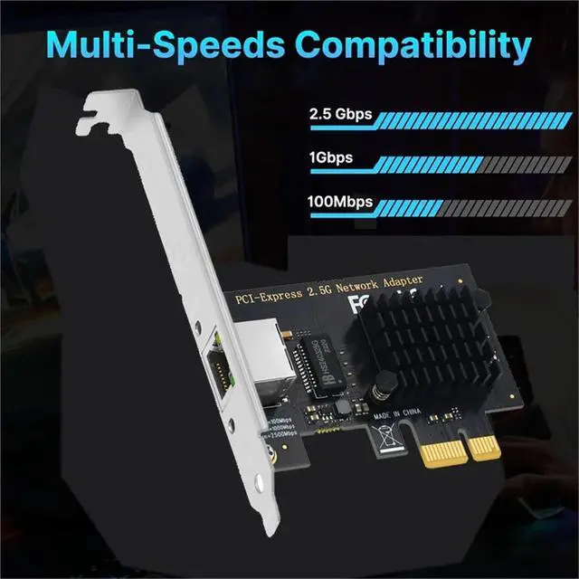 Alt view image 3 of 6 - 2.5G Gigabit PCI-E to RJ45 Network Card Ethernet PCIE 100/1000/2500Mbps 1 Port RJ45 LAN Card Controller Adapter for Win7/8/10/11(Red 8125B)