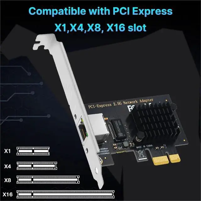 Alt view image 4 of 6 - 2.5G Gigabit PCI-E to RJ45 Network Card Ethernet PCIE 100/1000/2500Mbps 1 Port RJ45 LAN Card Controller Adapter for Win7/8/10/11(Red 8125B)