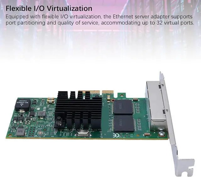Alt view image 2 of 7 - 10 100 1000Mbps PCIe Network Card, Gigabit Ethernet Adapter, I350T4 4 Port PCIE Gigabit Ethernet Server Adapter for for Server for Linux
