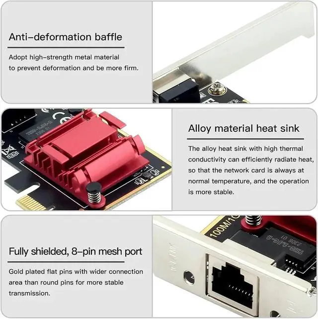 Alt view image 6 of 7 - 2500Mbps Wireless Network Card PCI-E to RJ45 Adapter 2.5Gbps Ethernet Wired PCI LAN Controller LAN Card for PC Win7/8/10/11(Red RTL8125B)