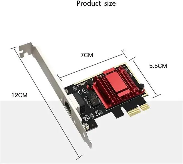 Alt view image 7 of 7 - 2500Mbps Wireless Network Card PCI-E to RJ45 Adapter 2.5Gbps Ethernet Wired PCI LAN Controller LAN Card for PC Win7/8/10/11(Red RTL8125B)