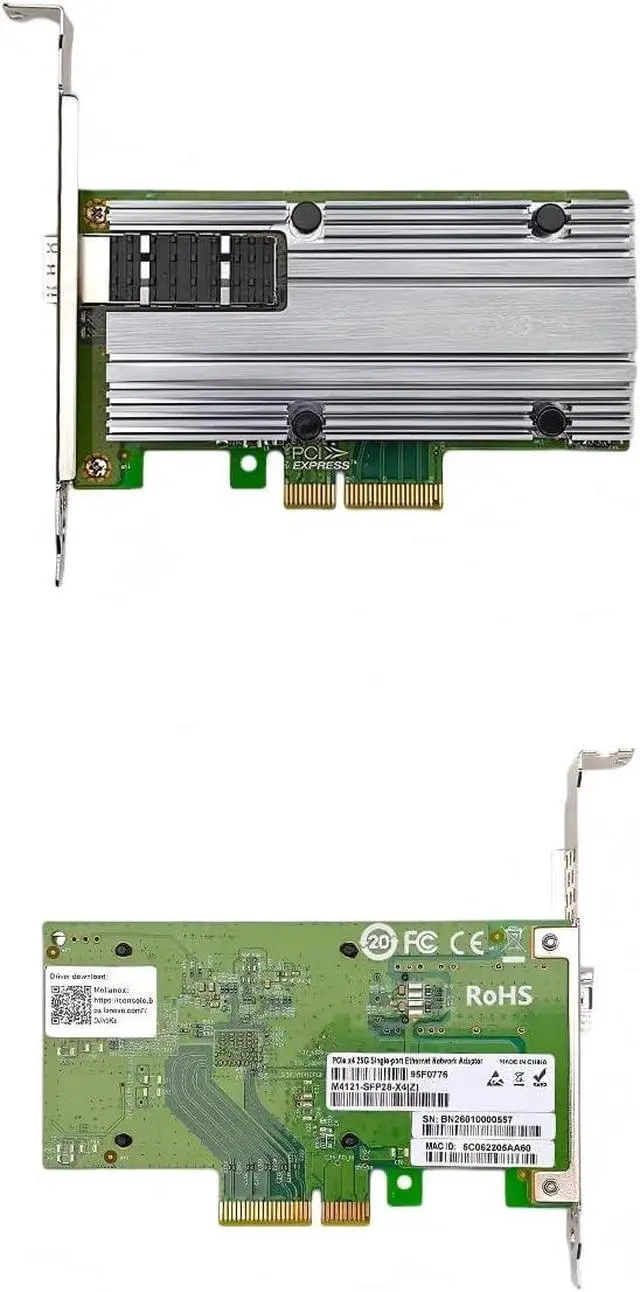 Alt view image 3 of 4 - 25G Single Optical Port Network Card PCIE-3.0 X4 Slot Supports Internet Cafe diskless PXE Compatible MCX4111A-ACAT 5G Single Port Network Card