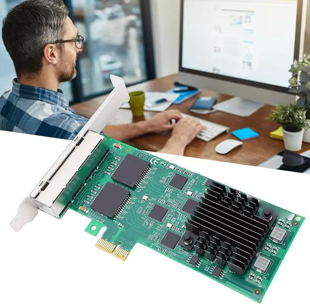 Alt view image 3 of 7 - Zunate PCI Express NIC Card, PCIe x1 Network Adapter with 4 Ports, 5 GT s 82574, RJ45, Low Power Design, for Servers Desktops Industrial