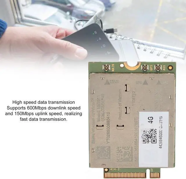 Alt view image 2 of 7 - 4G LTE Module for Laptop M.2 PCIe CAT12 Modem, 600Mbps Download & 150Mbps Upload, USB 3.0 + SIM Slot, Linux-Compatible Wireless Network Adapter