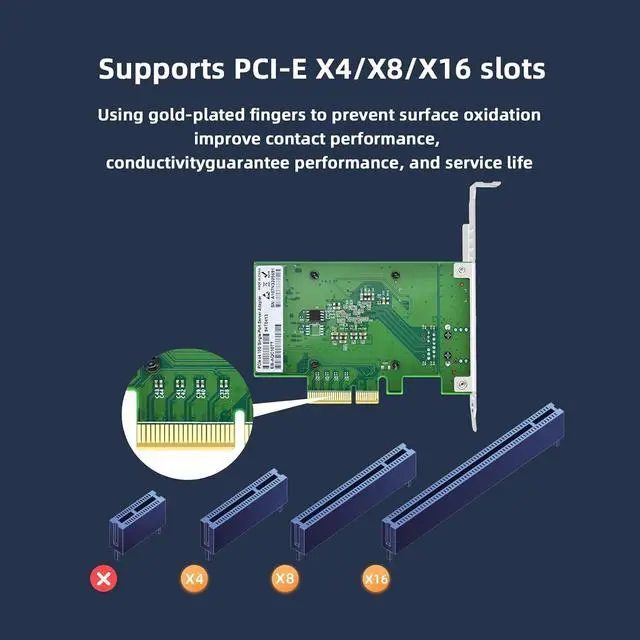 Alt view image 4 of 7 - 10GBASE-T Single Port Server Network Card, PCIe X4 Interface with Marvell AOC107 Chip, Gigabit Ethernet Adapter for Servers/Workstations