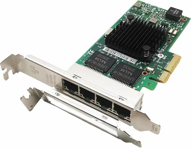 Alt view image 2 of 5 - 10/100/1000Mbps PCI Express Network Adapter I350-T4 I350T4V2BLK Quad RJ45 Ports,PCI-E x4,Ethernet Server Networking Card