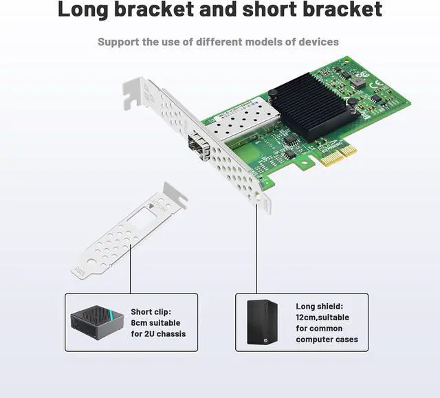 Alt view image 4 of 7 - 1.25Gb Single SFP Port Fiber Optic Network Card with Broadcom BCM5708 Chip,PCIE X1 Single Optical Port Fiber Network Interface Card Support Windows Server/Linux/Vmware