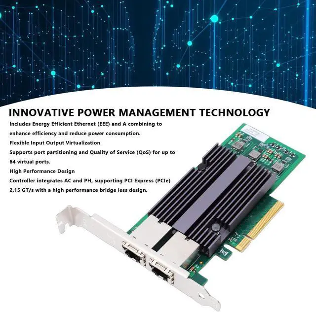 Alt view image 2 of 7 - LICAEVEY 10 Gb Network Card, PCIE X8 NIC Card with Dual RJ45 Ports PCI Express Gigabit Ethernet for Wins Server 2025 2022 2019 2016 2012