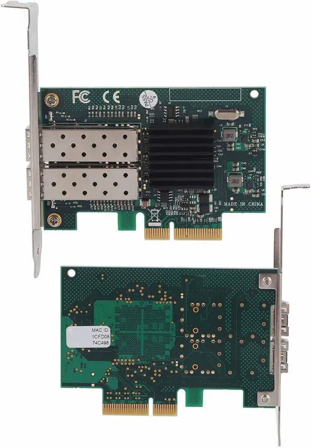Alt view image 4 of 7 - Dual Port Gigabit Network Card A for 82576EB, PCI E X4 Network Card, Gold Plated Interface with Thickened Metal Heat Sink, 10/100/1000 Mbps Fast
