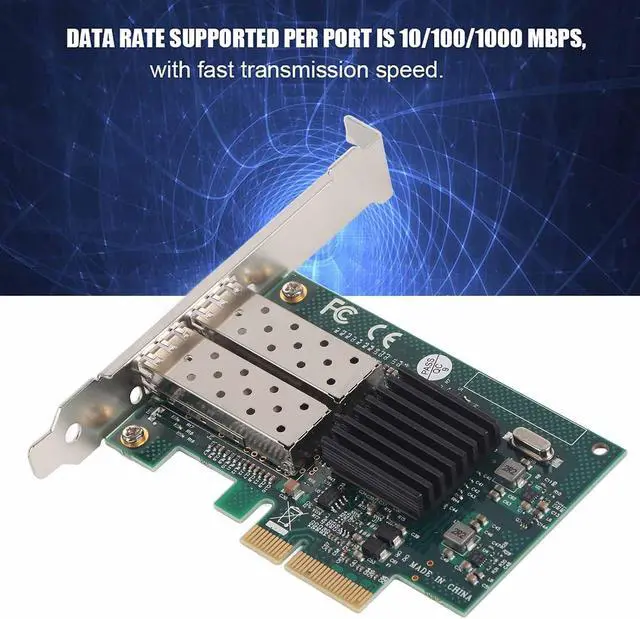 Alt view image 7 of 7 - Dual Port Gigabit Network Card A for 82576EB, PCI E X4 Network Card, Gold Plated Interface with Thickened Metal Heat Sink, 10/100/1000 Mbps Fast