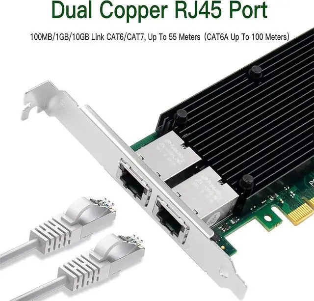 Alt view image 7 of 7 - Dual Port 10GbE RJ-45 PCI-Express X4 Gigabit Ethernet Server Adapter Network Interface Controller Card Compare to X550-T2