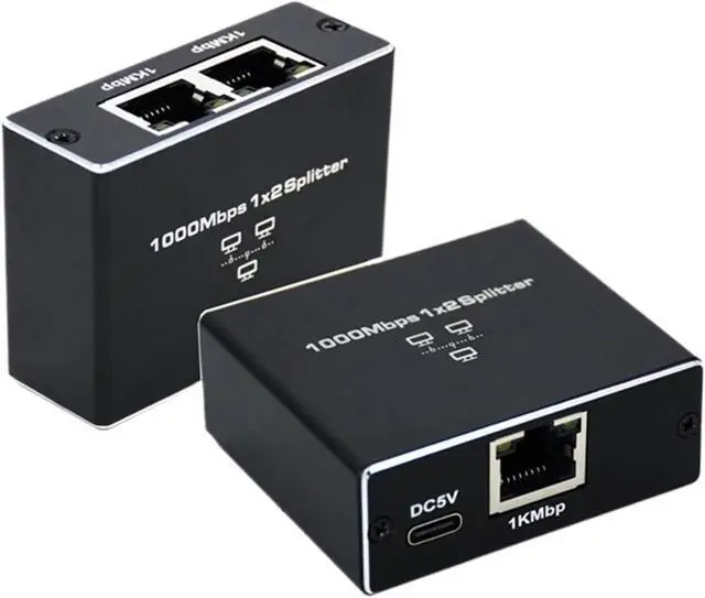 Alt view image 2 of 5 - Ethernet Splitter 1 to 2 Gigabit Network Card High Speed 1000mbps Rj45 Ethernet Splitter Adapter Network Extension Connector