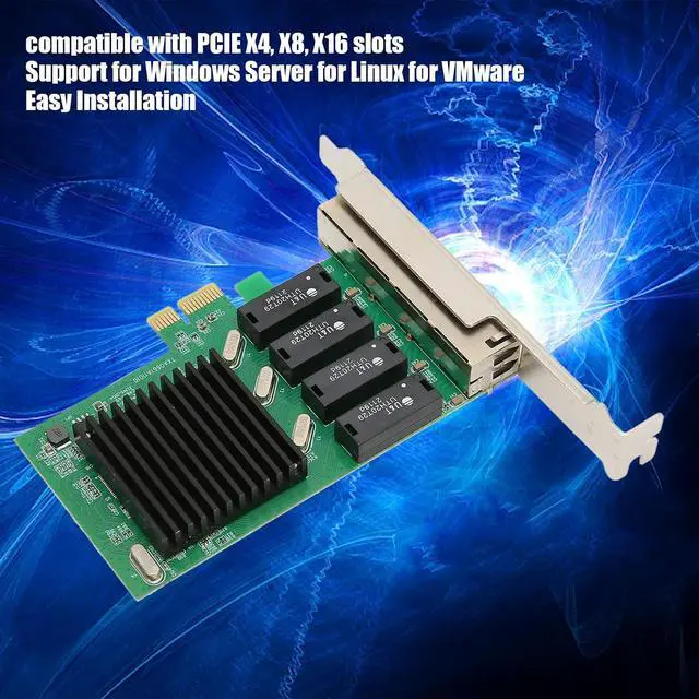 Alt view image 4 of 7 - PCIe Gigabit Network Card, Gigabit Ethernet PCI Express Network Adapter Card, PCI Express Ethernet Adapter, PCIE NIC Network Card with 4 RJ45 Ports for Window Server, VMware