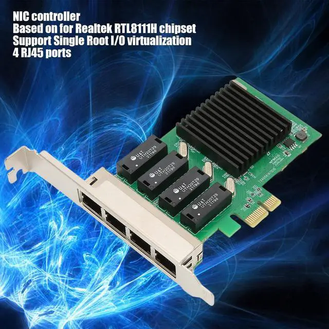 Alt view image 5 of 7 - PCIe Gigabit Network Card, Gigabit Ethernet PCI Express Network Adapter Card, PCI Express Ethernet Adapter, PCIE NIC Network Card with 4 RJ45 Ports for Window Server, VMware