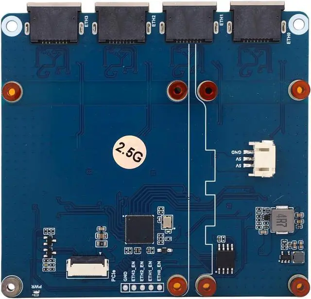 Alt view image 7 of 7 - PCIe to 4 2.5G ETH Board, Drive Free Expansion Board with Plug and Play, Green Yellow LED Indicators, for Rasp Pi 5 Device