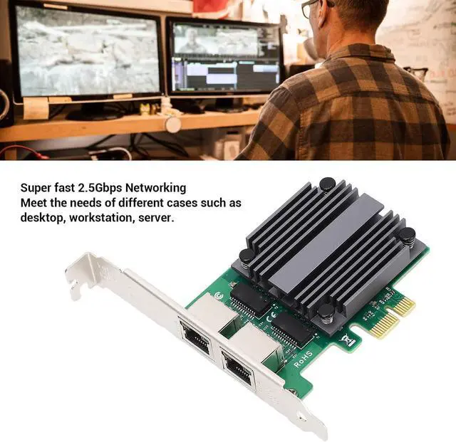 Alt view image 5 of 7 - 2.5GB PCIe Network Card, Dual Port High Speed Ethernet Adapter for Workstations and Desktop Computer Servers