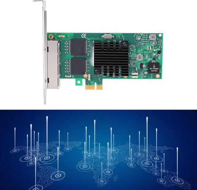 Alt view image 6 of 7 - PCI Express Network Card, 1Gb E 4 Port RJ45 with Low Profile Bracket, PCIE 2.1 X1 Network Adapter for Server Desktop PC Industrial Application