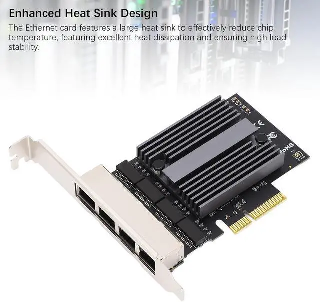 Alt view image 3 of 7 - 4 Port Gigabit Ethernet Card with 8 LED Indicators and 2.5G Quad RJ45 for Desktop Computers, Workstations and Servers - High Speed NIC Card