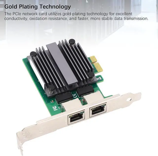 Alt view image 2 of 7 - 2.5G PCIe Network Card for i226 V Chipset, Large Scale Gaming, 100/1000/2500Mbps, 2 Ports, Low Profile Bracket, Aluminum Heat Sink Design, Gold Plating, 11 10,