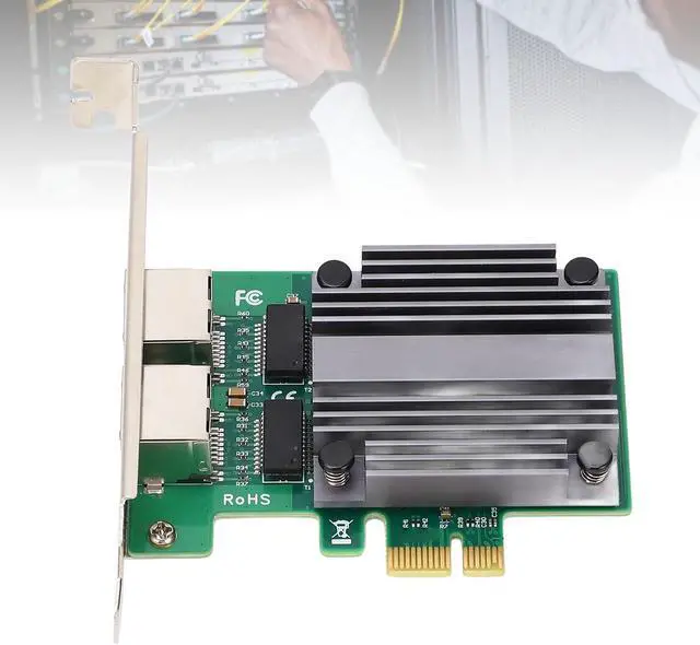 Alt view image 6 of 7 - 2.5G PCIe Network Card for i226 V Chipset, Large Scale Gaming, 100/1000/2500Mbps, 2 Ports, Low Profile Bracket, Aluminum Heat Sink Design, Gold Plating, 11 10,