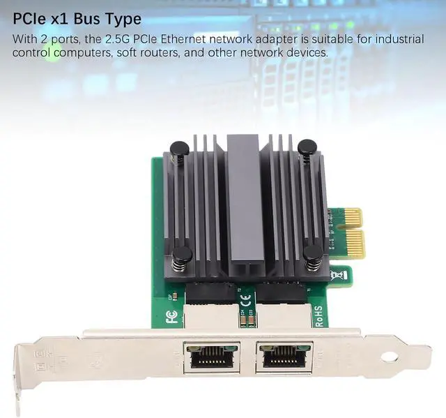 Alt view image 4 of 7 - 2.5G PCIe Network Card for i226 V Chipset, Large Scale Gaming, 100/1000/2500Mbps, 2 Ports, Low Profile Bracket, Aluminum Heat Sink Design, Gold Plating, 11 10,