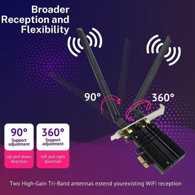 Alt view image 6 of 6 - New 2024 WiFi Card for Desktop PC,AX210NGW PCIe WiFi Card-WiFi 6E,WPA3,Bluetooth 5.3,802.11ax with MU-MIMO,OFDMA,Dual Band for Desktops,Supports Windows 11, 10 (64bit) Only
