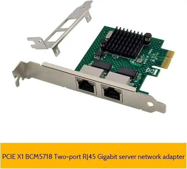 Alt view image 4 of 5 - A23F-BCM5718 Gigabit Server Network Card PCI Express X1 Dual Port Network Adapter Card WOL PXE VLAN