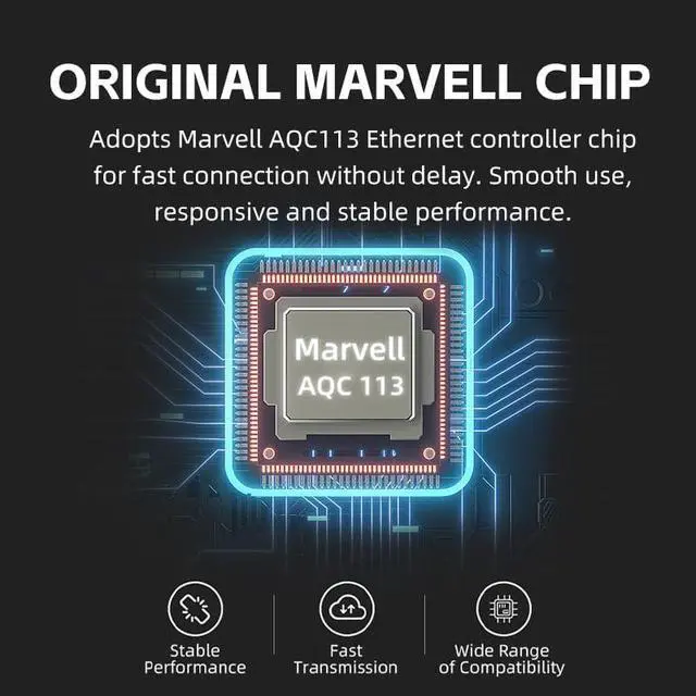 Alt view image 3 of 7 - 10G PCIe Network Card with Marvel AQC113 Controller, 10GBase-T Network Adapter Supports 100M/1G/2.5G/5G, PCIe 3.1 X4, PCI Express Gigabit Ethernet Card for Windows 10/11/Server 2019 R2/Linux
