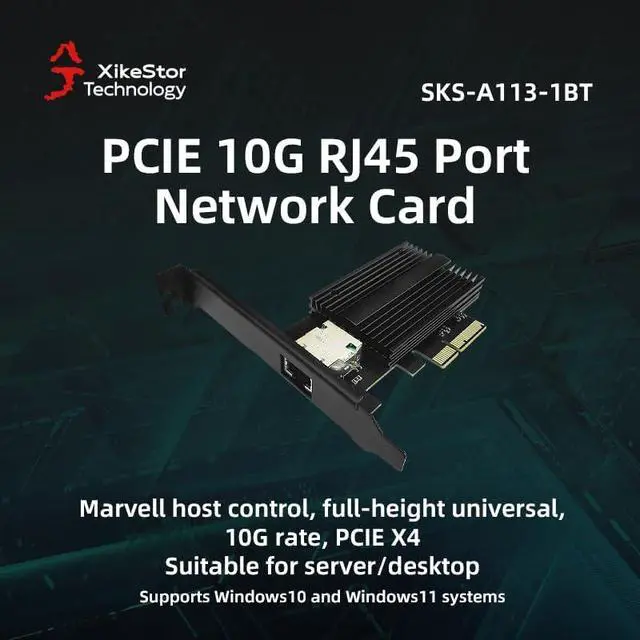 Alt view image 2 of 7 - 10G PCIe Network Card with Marvel AQC113 Controller, 10GBase-T Network Adapter Supports 100M/1G/2.5G/5G, PCIe 3.1 X4, PCI Express Gigabit Ethernet Card for Windows 10/11/Server 2019 R2/Linux