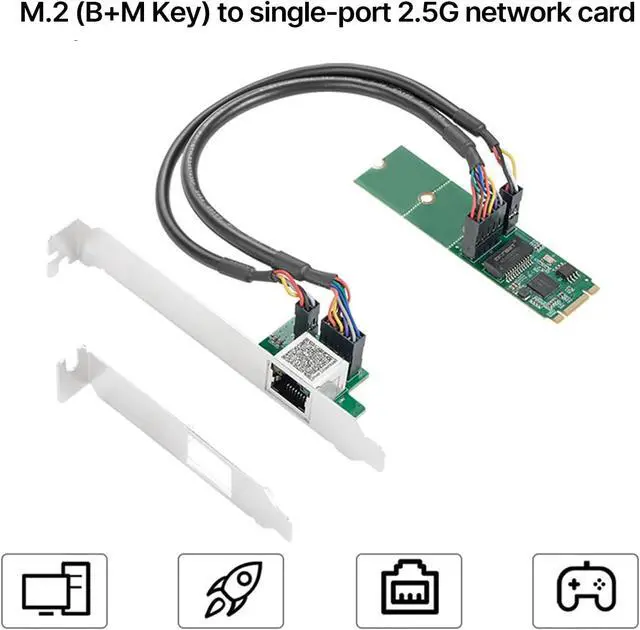 Alt view image 5 of 7 - 2.5Gbps Ethernet Adapters for Desktop PC 2.5G Networking Adapters I225 Chip M.2 Ethernet Controllers Card for Desktop